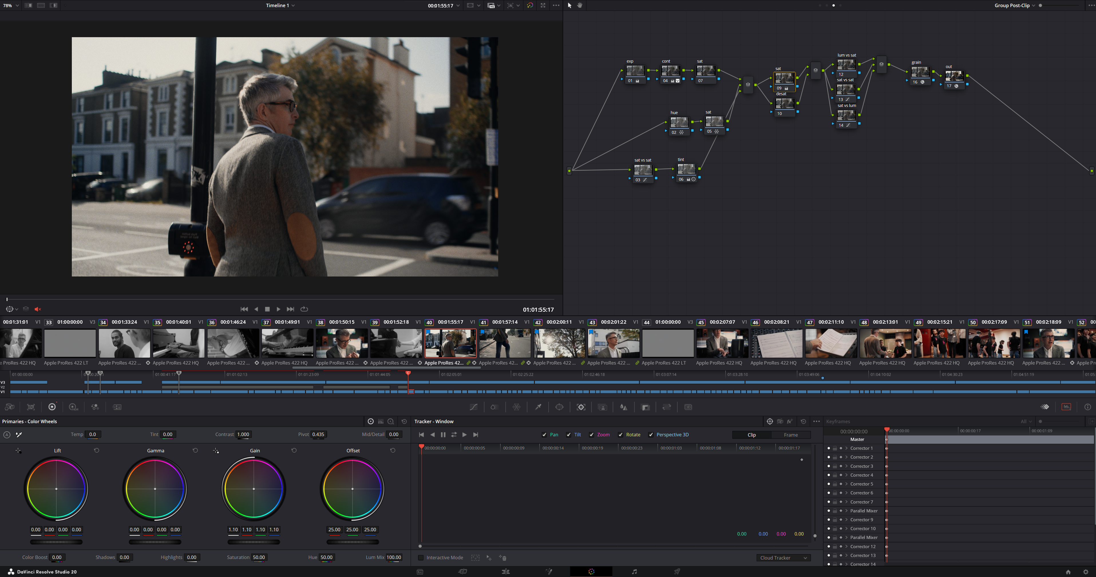 DaVinci Resolve view for this grade